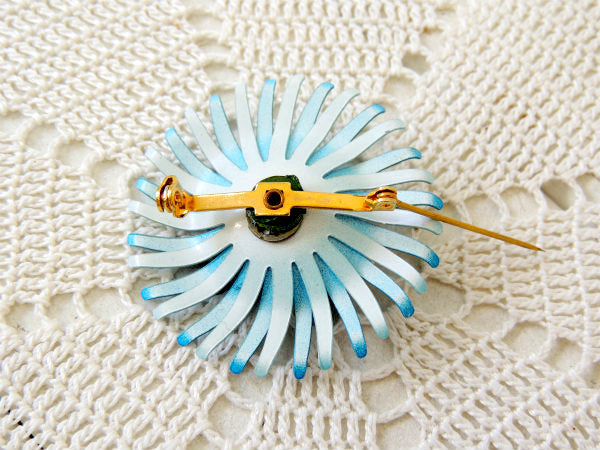 【レトロ可愛い水色フラワーモチーフ】ヴィンテージ・ブローチ/スカーフ留め/アクセサリー・1960~