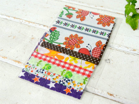 レトロポップな花柄&星柄etc・ヴィンテージ・ファブリック・10cm角・はぎれ7枚セット/生地