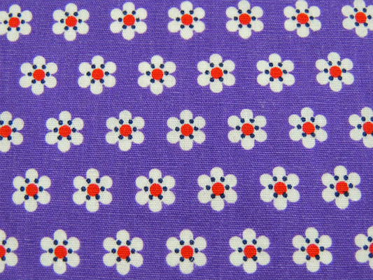パープル×白・小花柄・デッドストック・ヴィンテージ・ファブリック/生地/テキスタイル/115×87㎝