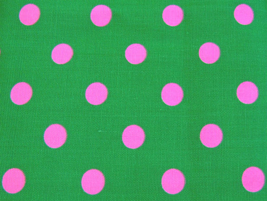 グリーン×ピンク・水玉柄 デッドストック・ビンテージ・ファブリック 生地 テキスタイル 114×92