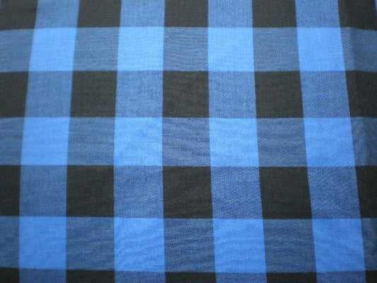 デッドストック・青・ブロックチェック柄・ファブリック/生地