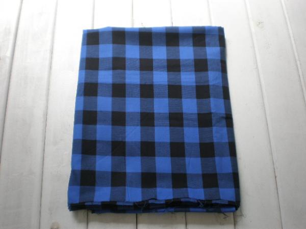 デッドストック・青・ブロックチェック柄・ファブリック/生地