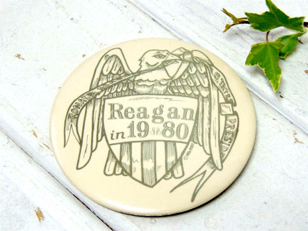 【アメリカ大統領・レーガン】Reagan in 1980・イーグル・ヴィンテージ・缶バッジ