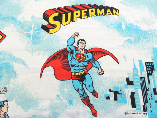 【スーパーマン】1978年・アメコミ・ヒーロー・ヴィンテージ・カーテン・リメイク・ハンドメイド素材
