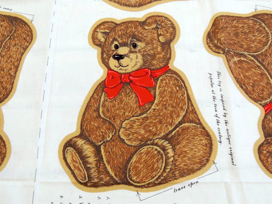 【テディベア】クリスマスベア3体ピロードール・デッドストック・ヴィンテージ・パネル生地/ファブリック