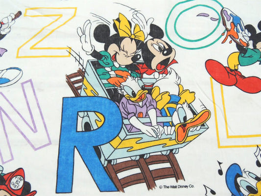 【ミッキー&フレンズ】アルファベット柄・ヴィンテージ・ユーズドシーツ(ボックスタイプ) USA