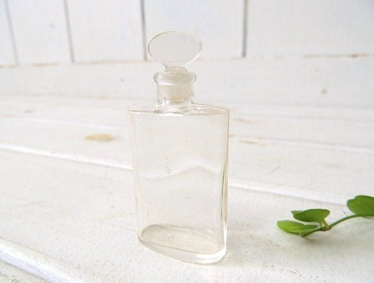 気泡入りのガラス製・小さなアンティーク・香水瓶/パヒュームボトル USA