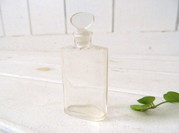 気泡入りのガラス製・小さなアンティーク・香水瓶/パヒュームボトル USA