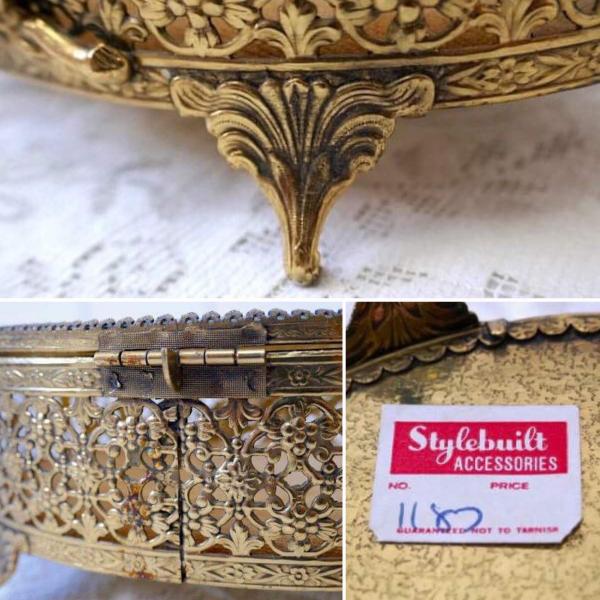 Stylebuilt ベベルガラス・24K・オーバル型・アンティーク・ジュエリーボックス・宝石箱