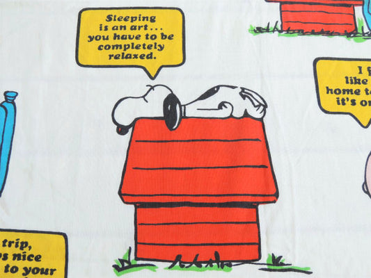 【スヌーピー】ピーナッツの仲間・ベッドタイム柄・70'ヴィンテージ・USEDハーフシーツ(下半分)