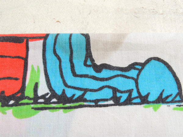 【スヌーピー】ピーナッツの仲間・ベッドタイム柄・70'ヴィンテージ・USEDハーフシーツ(下半分)