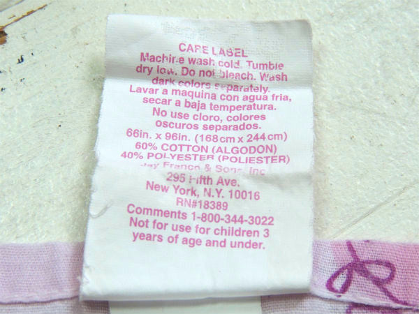 【塔の上のラプンツェル】ディズニー・ピンクカラー・ハート&花柄・ユーズドシーツ(フラットタイプ)