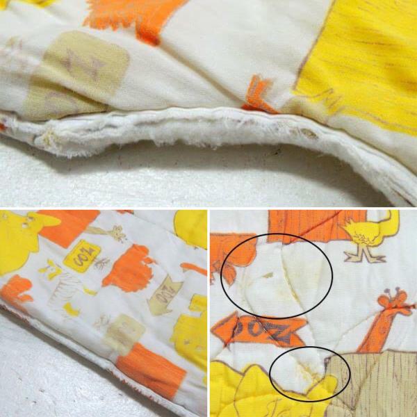 【ZOO】動物園 アニマル柄・キルティング製・ヴィンテージ・ベビーマット・ベビーブランケット・布団