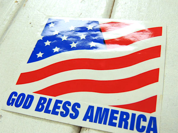【GOD BLESS AMERICA】〜神の恵みあれ・メッセージ・星条旗・ヴィンテージ・ステッカー