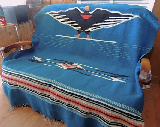 サンダーバード ・大判 ヴィンテージ・チマヨラグ・ブランケット・ネイティブ・インディアン