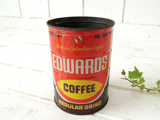 【EDWARDS COFFEE】エドワーズ・ブリキ製・ヴィンテージ・コーヒー缶・USA