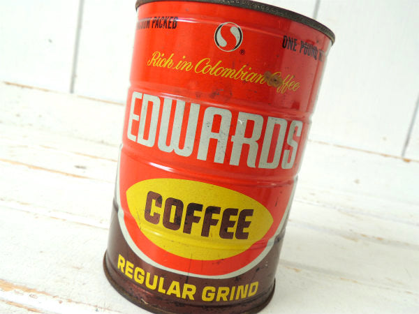 【EDWARDS COFFEE】エドワーズ・ブリキ製・ヴィンテージ・コーヒー缶・USA