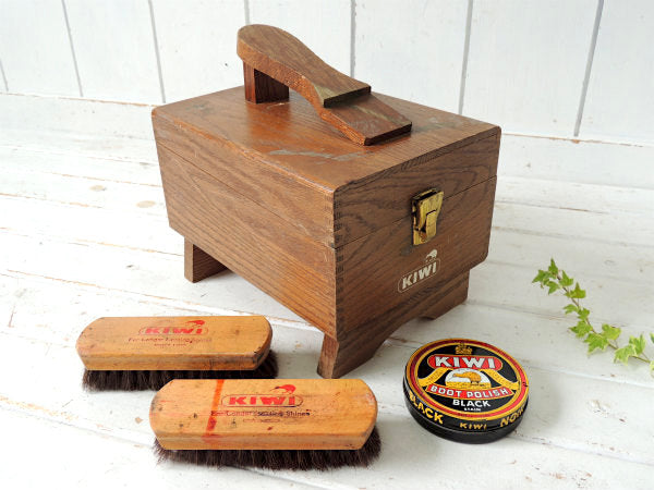 USA Vintage KIWI シューシャインボックス 靴磨き 木箱 ビンテージ USA