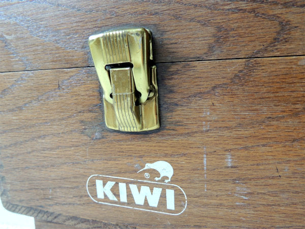 KIWI 木製・靴磨き・ヴィンテージ・道具入れ・シューシャイン ボックス・ブラシ・ポリッシュ付き