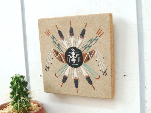 【ナバホ族】ネイティブアメリカン・インディアン・ヴィンテージ・サンドペイント・砂絵・ウォールデコ