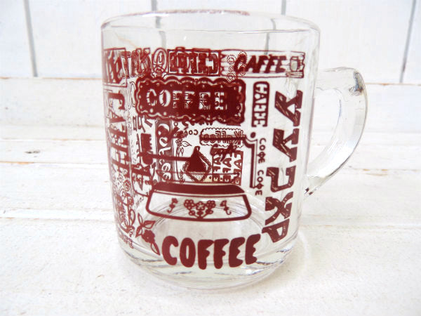 【COFFEE】世界の言葉でコーヒー・リビーグラス社・ヴィンテージ・マグカップ USA
