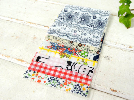 レース花柄&牛柄etc・ヴィンテージ・ファブリック・10cm角・はぎれ7枚セット/生地