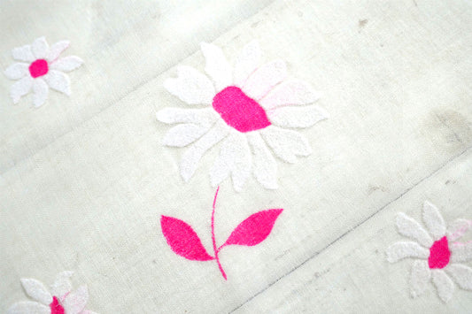 ピンク×ホワイト 花柄 シースルー素材 デッドストック ヴィンテージ ファブリック 生地 USA