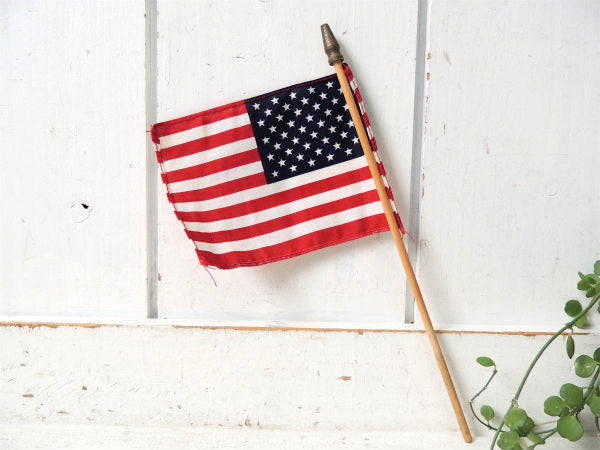 【アメリカンフラッグ・50州】USA・木製ポール付き・ヴィンテージ・アメリカ合衆国・星条旗・旗