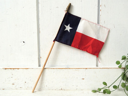 【1星・テキサス州旗】木製ポール付き・ヴィンテージ・ローンスター・州旗・フラッグ