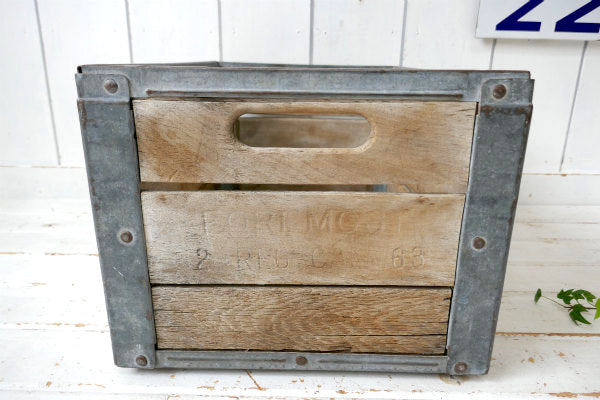 FOREMOST 木製×メタル 63s シャビー ヴィンテージ ミルクケース 木箱 ウッドボックス