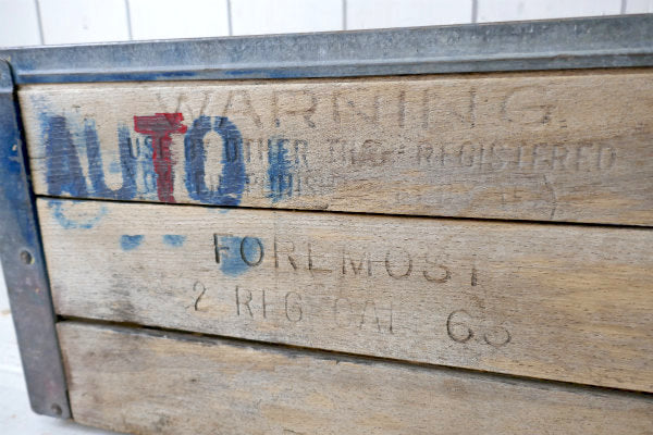 FOREMOST 木製×メタル 63s シャビー ヴィンテージ ミルクケース 木箱 ウッドボックス