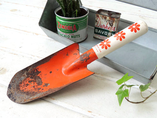 【TRUPER】オレンジ色・花柄・メタル製・ヴィンテージ・スコップ/ガーデンツール・USA