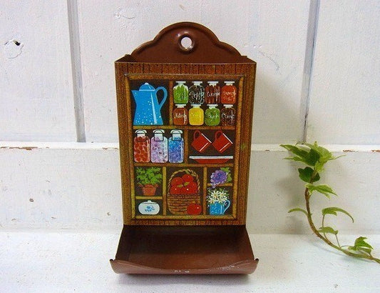 【Hallmark】ホールマーク・キッチン雑貨柄・ティン製・アンティーク・マッチホルダー USA