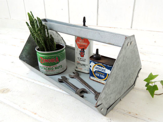 DIY&ガーデニング・ヴィンテージ・ブリキバスケット/ツールケース/工具入れ/ツールバスケット