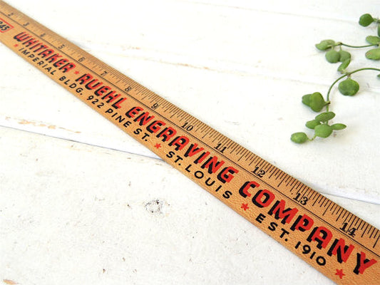 【★RUEHL ENGRAVING COMPANY★】木製・アンティーク・定規・ルーラー・物さし