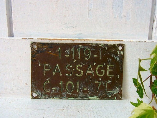 【PASSAGE】アメリカ海軍・真鍮製・40’sアンティーク・船内プレート/標示プレート