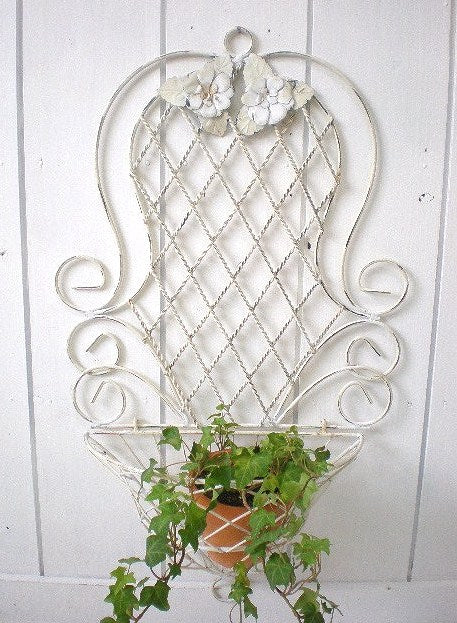 ガーデニング・アイアン製・ヴィンテージ・ハンギングバスケット/ウォールラック USA