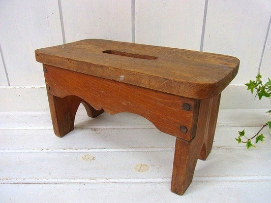 USA・アンティーク・ちいさな木製・スツール・踏み台/子供イス/椅子