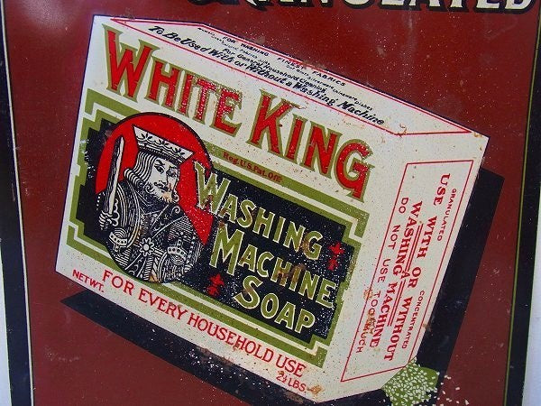 WHITE KING SOAP 石鹸 ブリキ製 1920~1940's アドバタイジング アンティーク サイン 看板