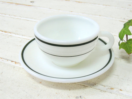 【CORNING Decor】コーニング社・グリーンライン・ヴィンテージ・カップ&ソーサー・食器