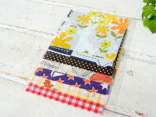 花柄&ヨット柄etc・ヴィンテージ・ファブリック・10cm角・はぎれ7枚セット/生地