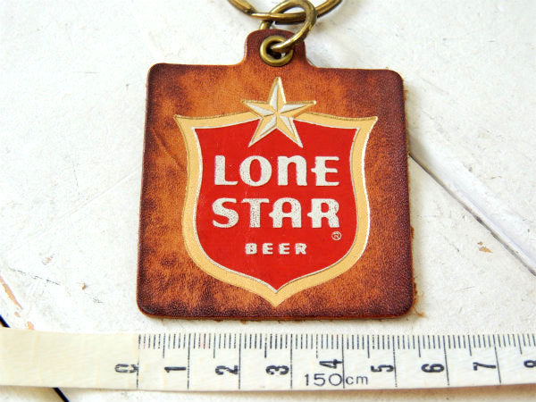 【★LONE STARビール】テキサス州・アドバタイジング・ヴィンテージ・レザー・キーホルダー・US