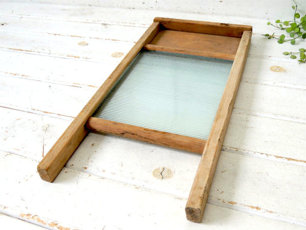 USA・木製×ガラス製 アンティーク・ウォッシュボード・洗濯板・オールドスタイル