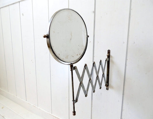 パンタグラフ式・アイアン製・ヴィンテージ・シェービングミラー/スイングミラー/鏡 USA