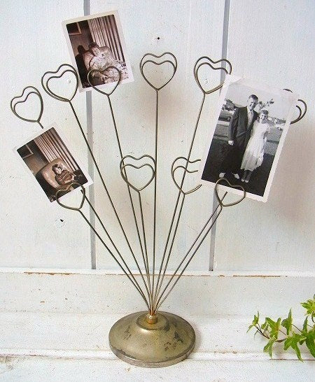 ハート形・ワイヤー・カードホルダー/フォトスタンド USA