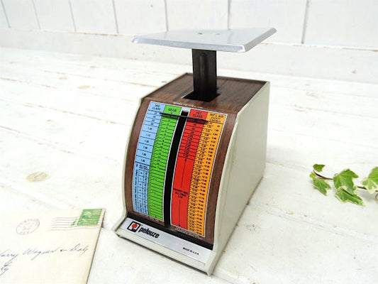 【1980年代・PELOUZE】カラフルな文字盤&ウッド柄・ビンテージ・ポスタルスケール/郵便はかり