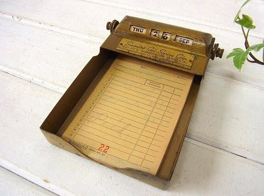 【パークシャーマン】真鍮製・メモトレイ付き・アンティーク・デスクカレンダー USA