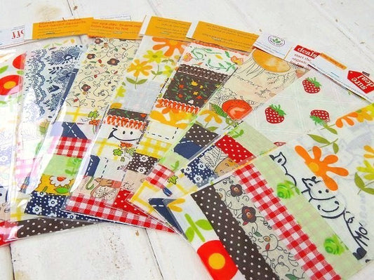 アメリカのヴィンテージ・ファブリック・10cm角はぎれ・7枚セット/生地 USA