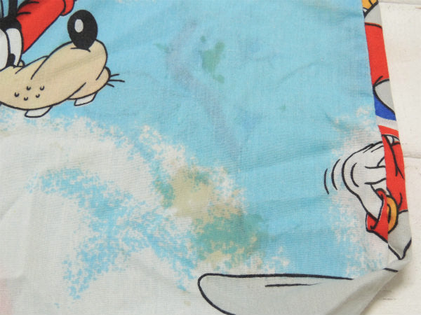 【ミッキー&フレンズー】ディズニー・飛行船柄・ヴィンテージ・ユーズドシーツ(ボックスタイプ)USA