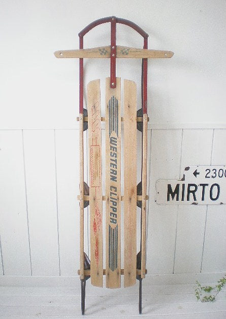 木製×アイアン製 アンティーク・雪そり/Snow sled USA